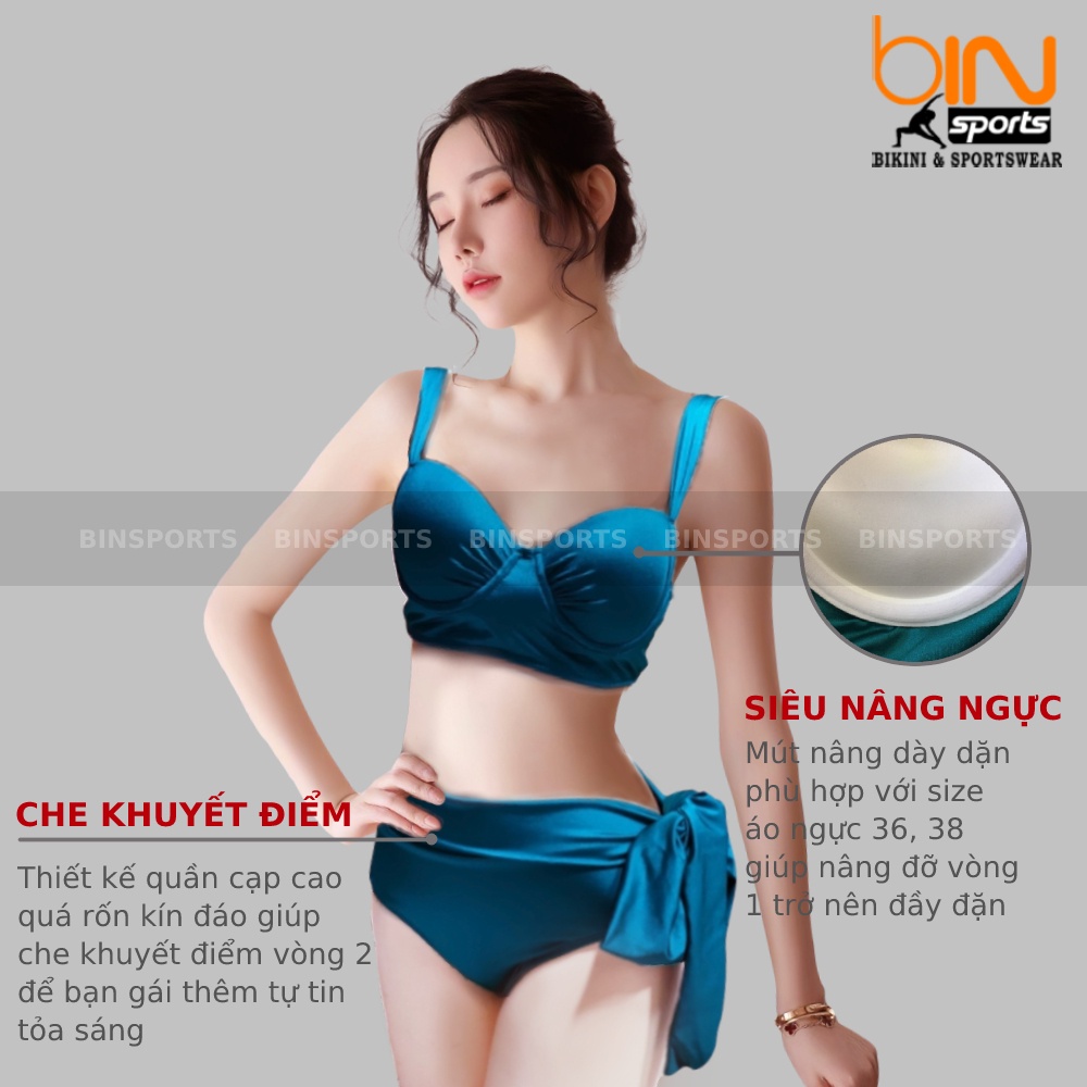 Bikini Nữ 2 Mảnh Quần Cạp Cao Aó Bra Nâng Ngực Bin Sports BHV095