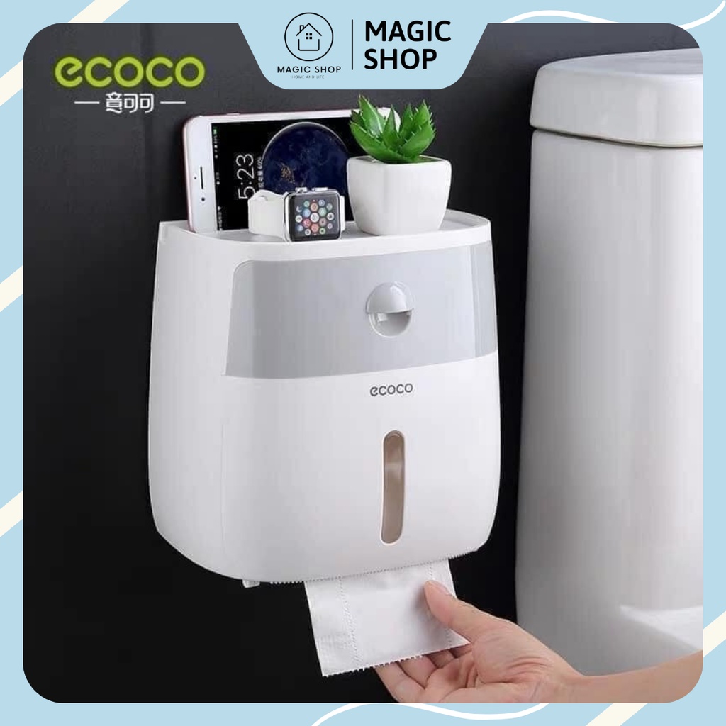 Hộp Đựng Giấy Vệ Sinh ECOCO 2 Tầng Mặt Cong Dán Tường