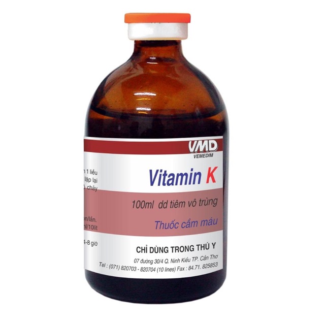 [100ml] Vitamin K - Phòng chống chảy máu và các bệnh xuất huyết trên gia súc, gia cầm
