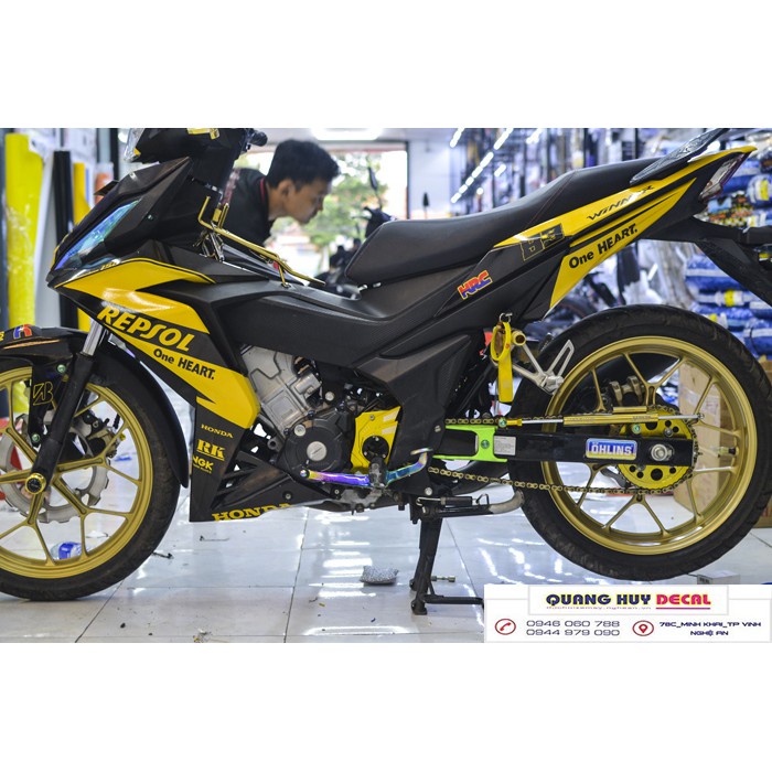 Tem trùm winner 150 ♦FREESHIP♦ vàng đen repsol, độ team decal xe dán phủ dàn áo đẹp