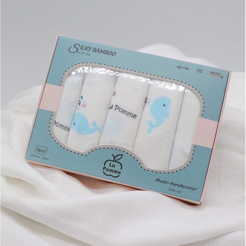 khăn sữa lụa sợi tre Lapome set 5 cái (30cm-30cm)