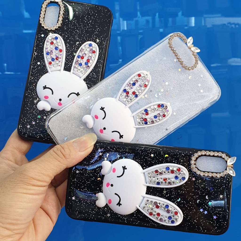 Ốp Đính Đá Tai Thỏ  Đính Đá Siêu cute đáng yêu