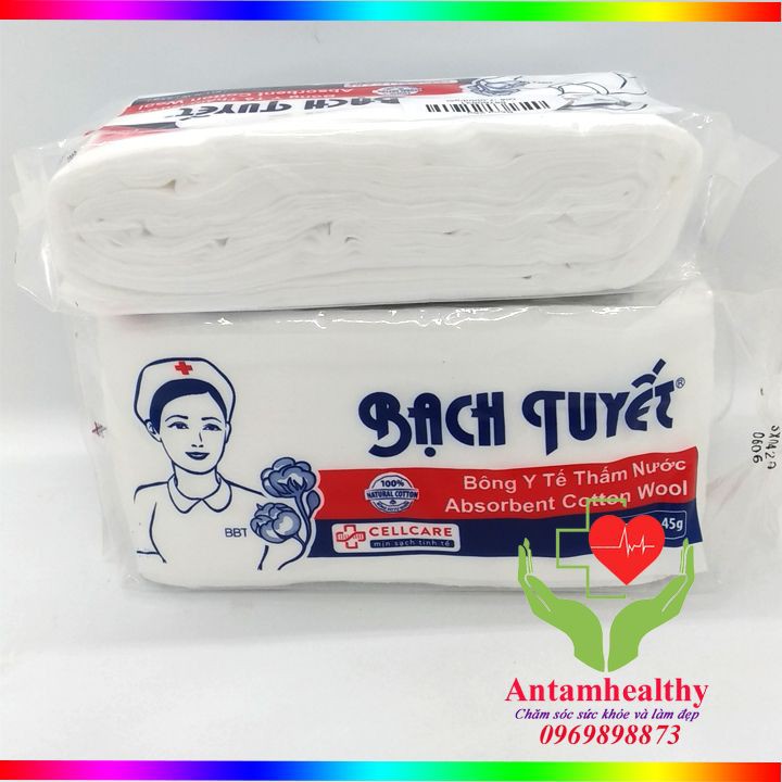 Bông y tế Bạch Tuyết túi 45g và 100g - Bông y tế an toàn