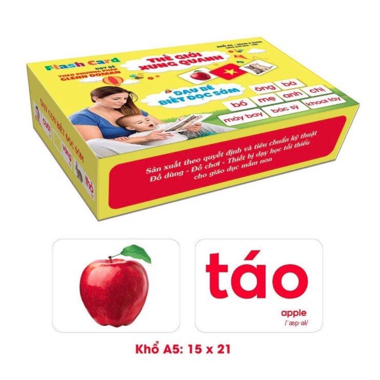Bộ Thẻ Học Thông Minh Loại To A5 Cho Bé FlashCard Song Ngữ Việt Anh Dạy Trẻ Về Thế Giới Xung Quanh