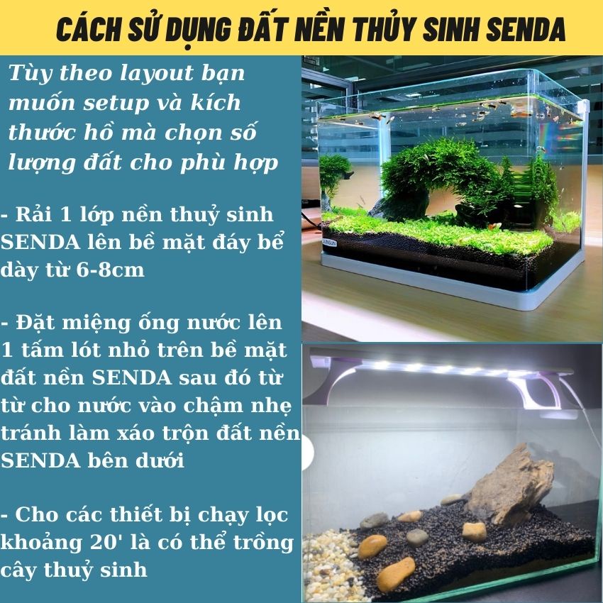 Đất nền thủy sinh SENDA, phân nền thủy sinh chuyên dùng cho hồ thủy sinh, cây thủy sinh