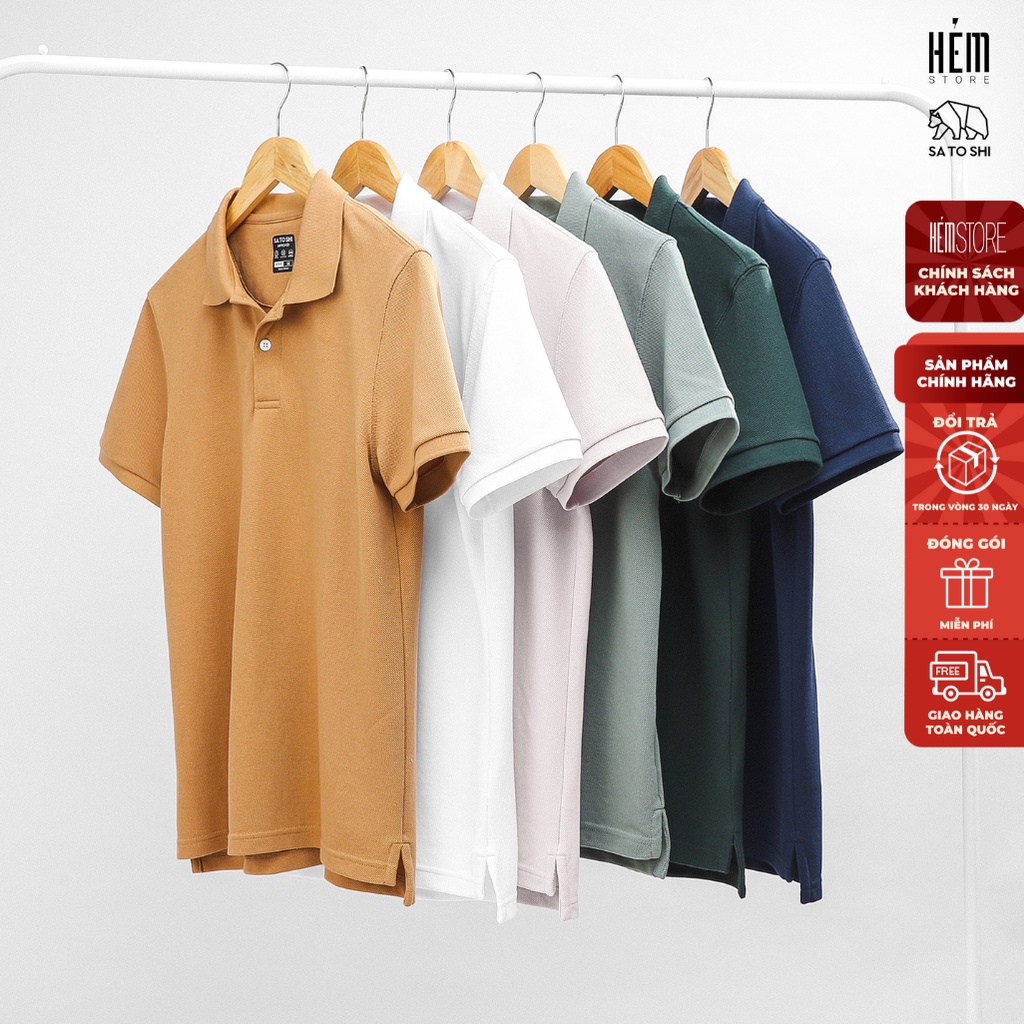 |Hẻm Store| Áo polo nam, áo thun có cổ nam Satoshi SAPL50 tay ngắn chất cotton trơn, thoáng mát dáng vừa 6 màu trơn | BigBuy360 - bigbuy360.vn