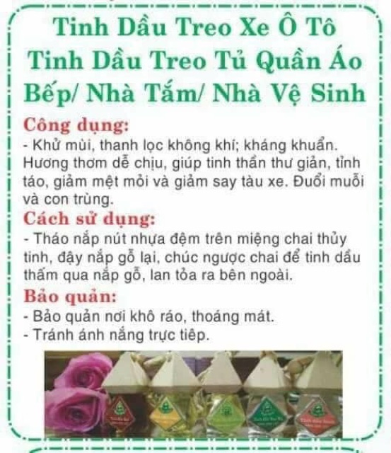 TINH DẦU TREO XE OTÔ / TỦ QUẦN ÁO /NHÀ VỆ SINH HUYỀN THOẠI, THUỶ MỘC VIỆT - bobashop.vn
