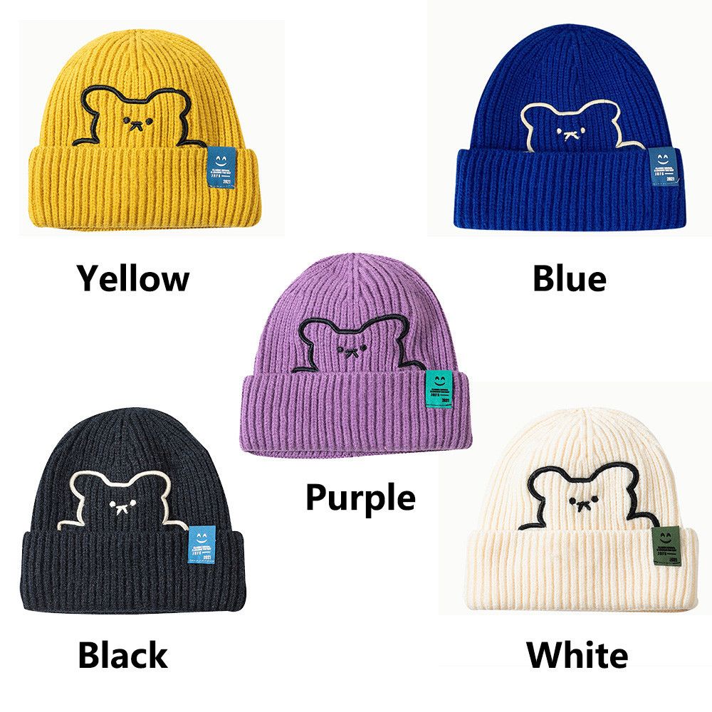 Nón Len Trùm Đầu Giữ Ấm Thêu Hình Gấu Dễ Thương Thời Trang Mùa Đông Phong Cách Hip hop 2022