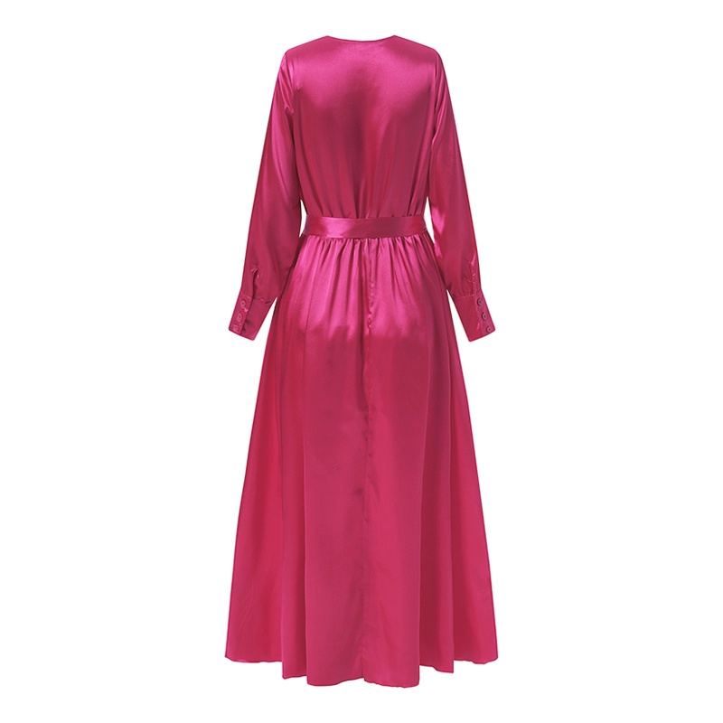 Đầm maxi ZANZEA tay cổ chữ V phối nút cài nữ tính thanh lịch