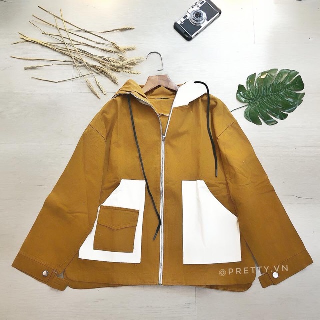 Áo khoác kaki túi trắng | BigBuy360 - bigbuy360.vn