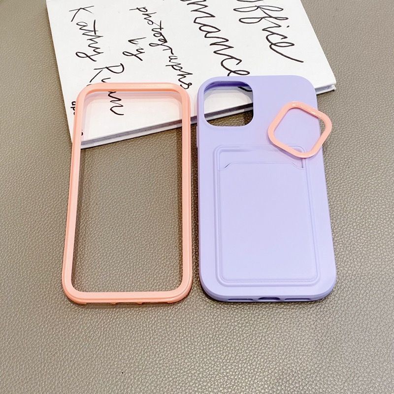 Ốp điện thoại silicon chống rơi phối màu tương phản phong cách Nhật Hàn cho iPhone11/13 pro/xsmax/12 promax 11 x/xr 2 trong 1 7/8p