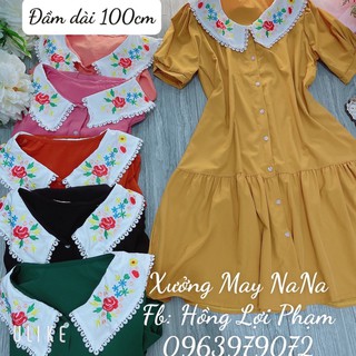 Đầm cổ thêu form xoè đuôi cá (hình thật-video)
