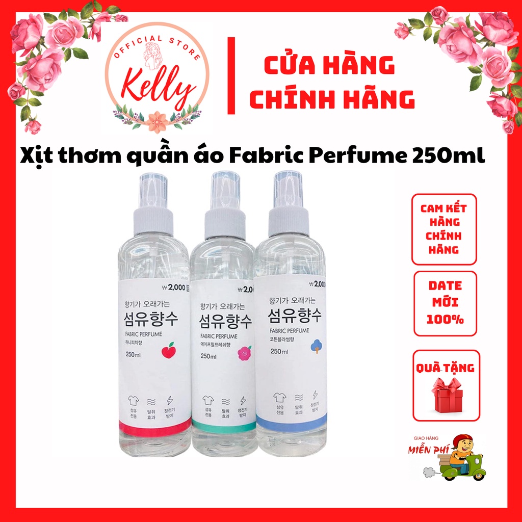 Xịt thơm quần áo xe hơi giày dép Hàn Quốc Fabric Perfume 250ml khử mùi mồ hôi thức ăn bụi bẩn