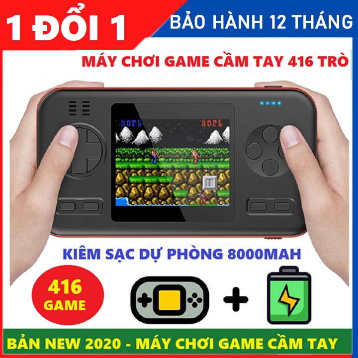 [Mã 253ELSALE hoàn 7% đơn 300K] Máy Chơi Game Cầm Tay 416 Trò Kiêm Sạc Dự Phòng 8000 MAH