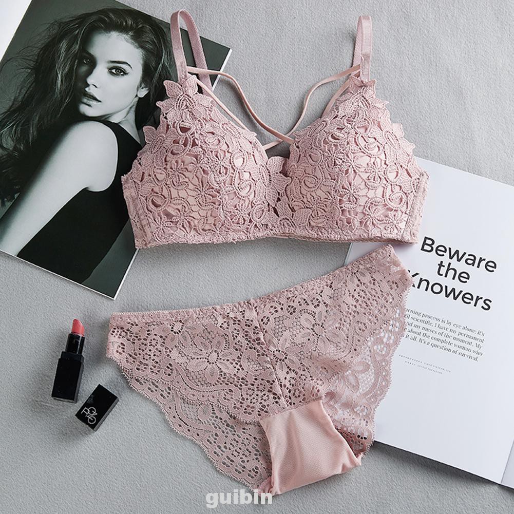 2pcs Women Bra Lace Lingerie Bralette Ins