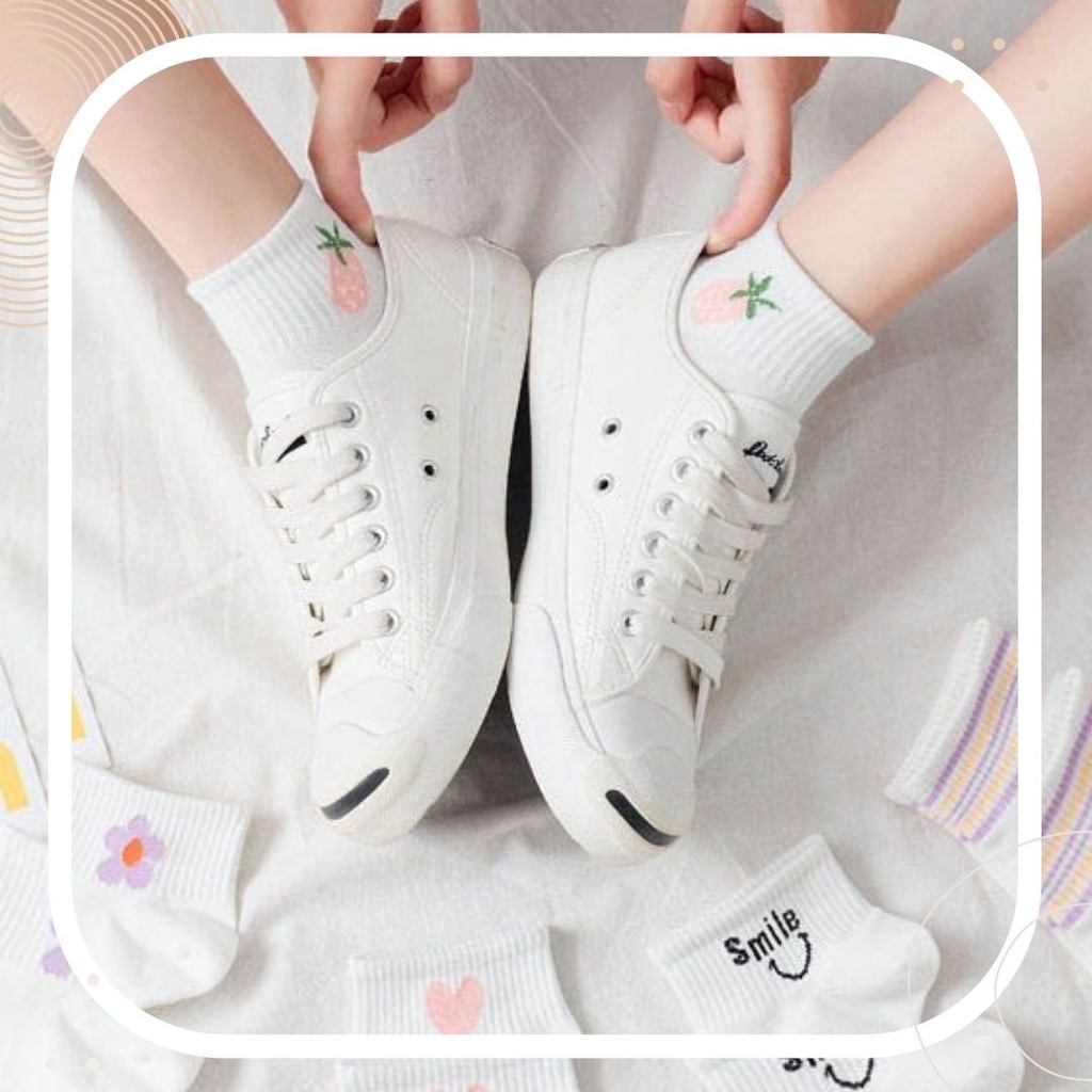 TẤT VỚ NỮ CỔ NGẮN HỌA TIẾT PASTEL