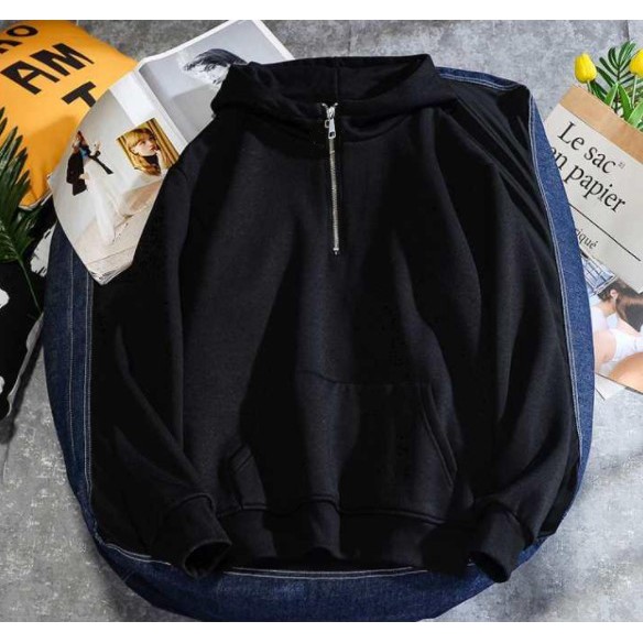 Áo Hoodie Cổ Khóa Đen Trắng Unisex Mẫu Áo Hoodie Nam và Nữ Đẹp - | BigBuy360 - bigbuy360.vn