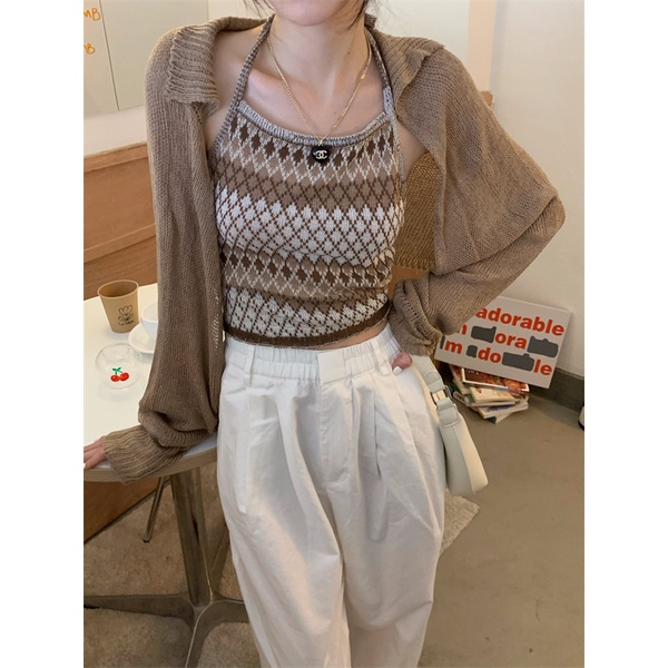 Áo hai dây XIAOZHAINV dệt kim thời trang mùa hè phong cách Hàn Quốc dành cho nữ