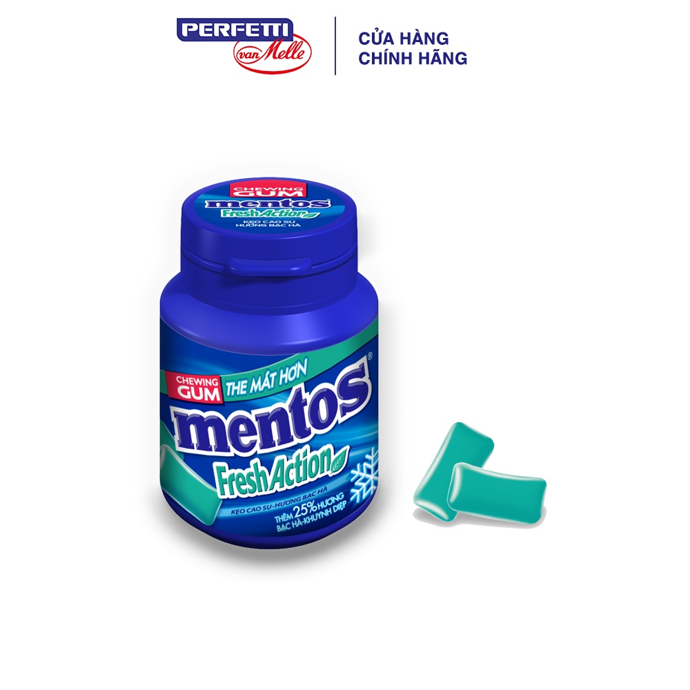 Sing gum Mentos Fresh Action hương bạc hà mạnh (hộp 6 hủ)