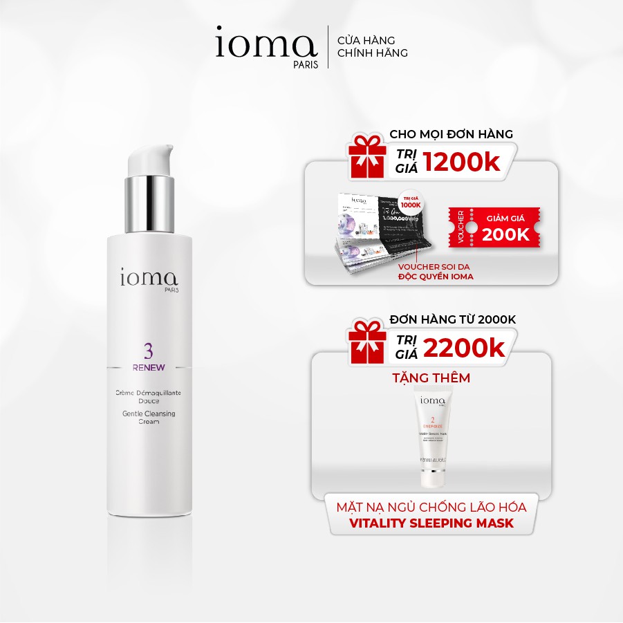 Kem tẩy trang làm sạch sâu, chống lão hoá IOMA PARIS Gentle Cleansing Cream 200ml