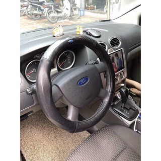 ✪ Bọc vô lăng cacbon da sần có logo #FORD