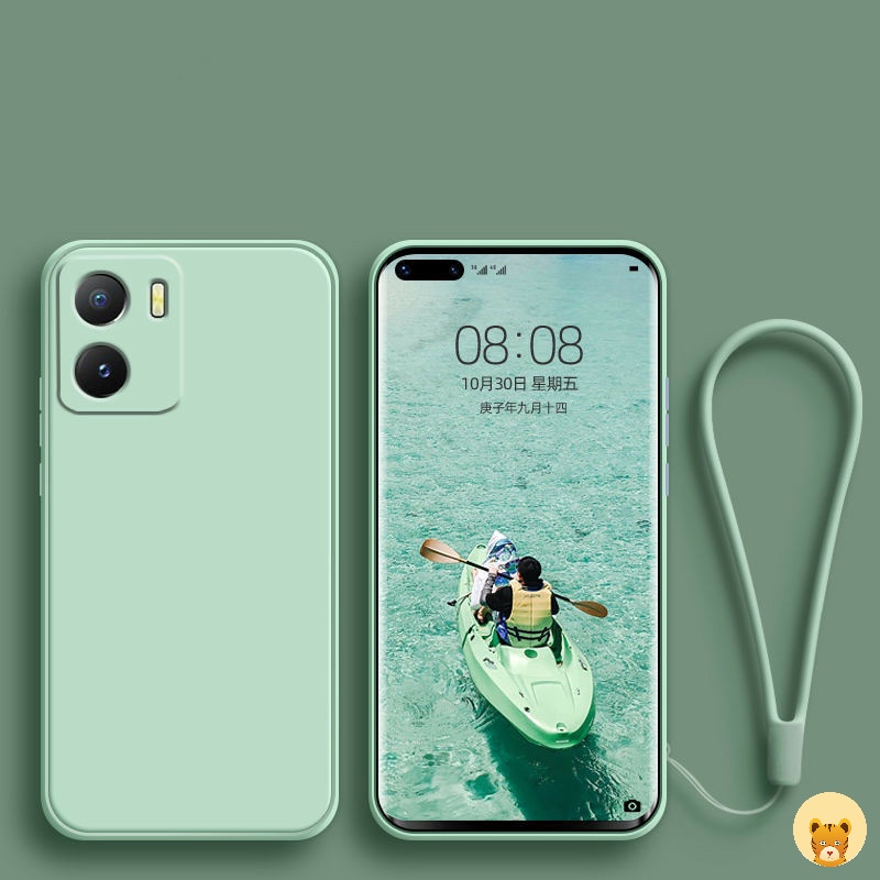 Ốp Điện Thoại TPU Silicone Mềm Đơn Giản Thời Trang + Dây Đeo Cho Vivo Y15S Y15A