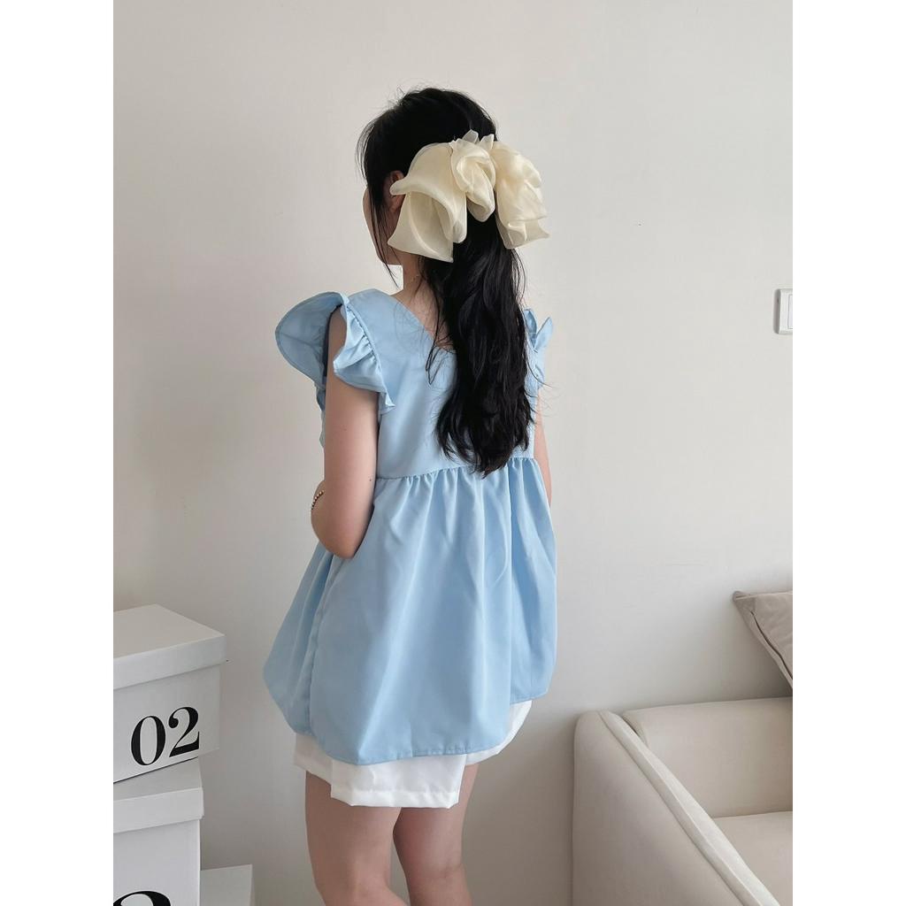 Set bộ đi chơi áo 2 dây cánh tiên bèo li ngực kèm quần sooc ống rộng