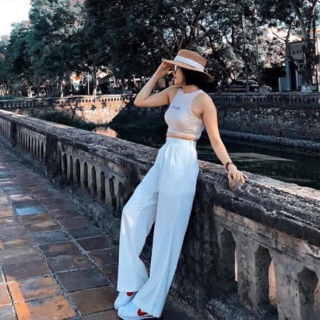 Quần culottes ống suông dài khóa giữa Loại đẹp