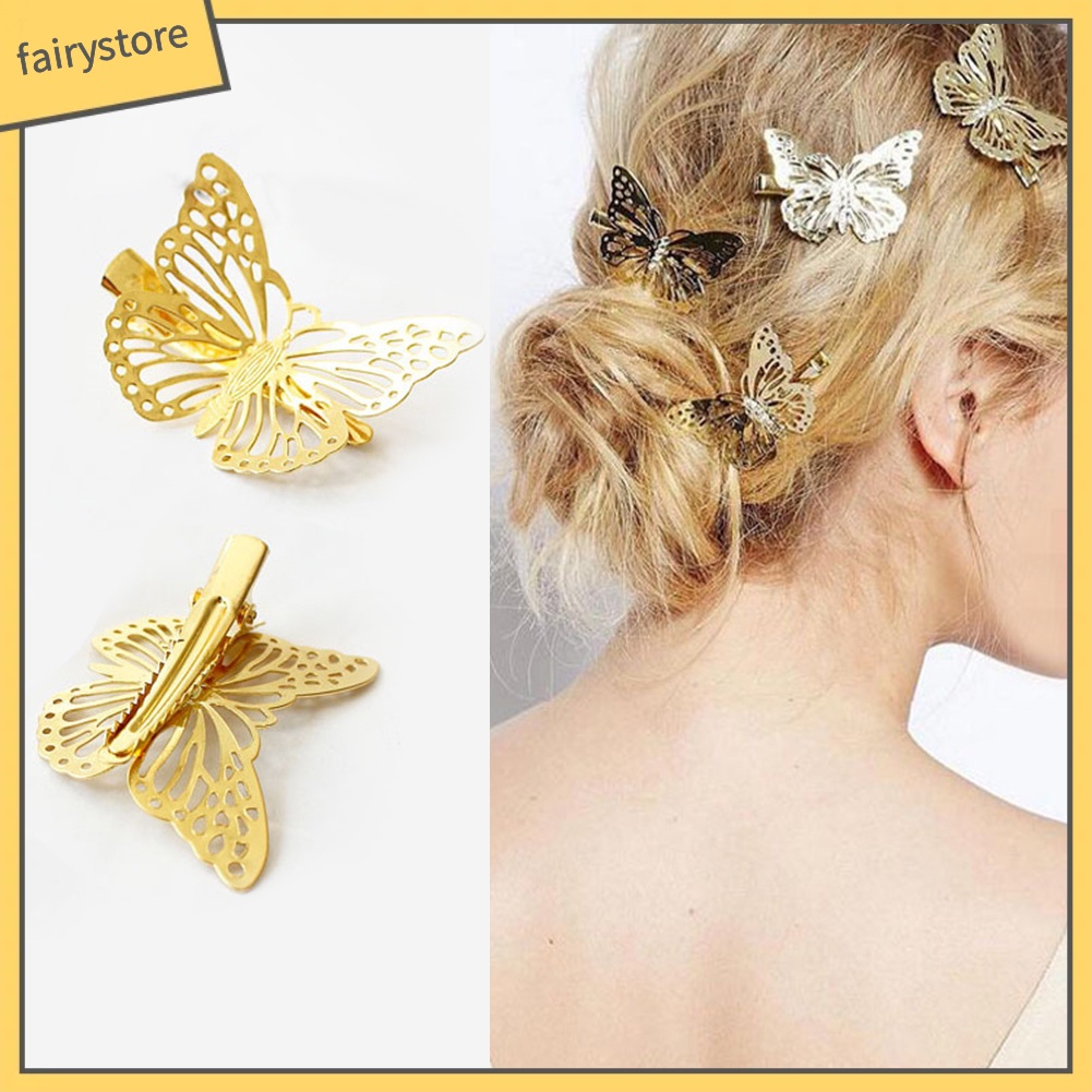 Kẹp tóc kim loại hình bướm bắt mắt thời trang cổ điển