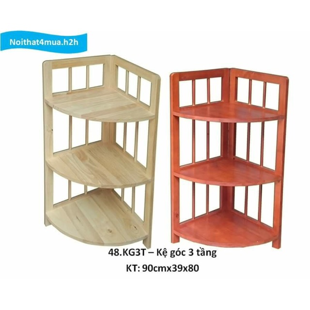 KỆ GÓC 3 TẦNG - gỗ cao su