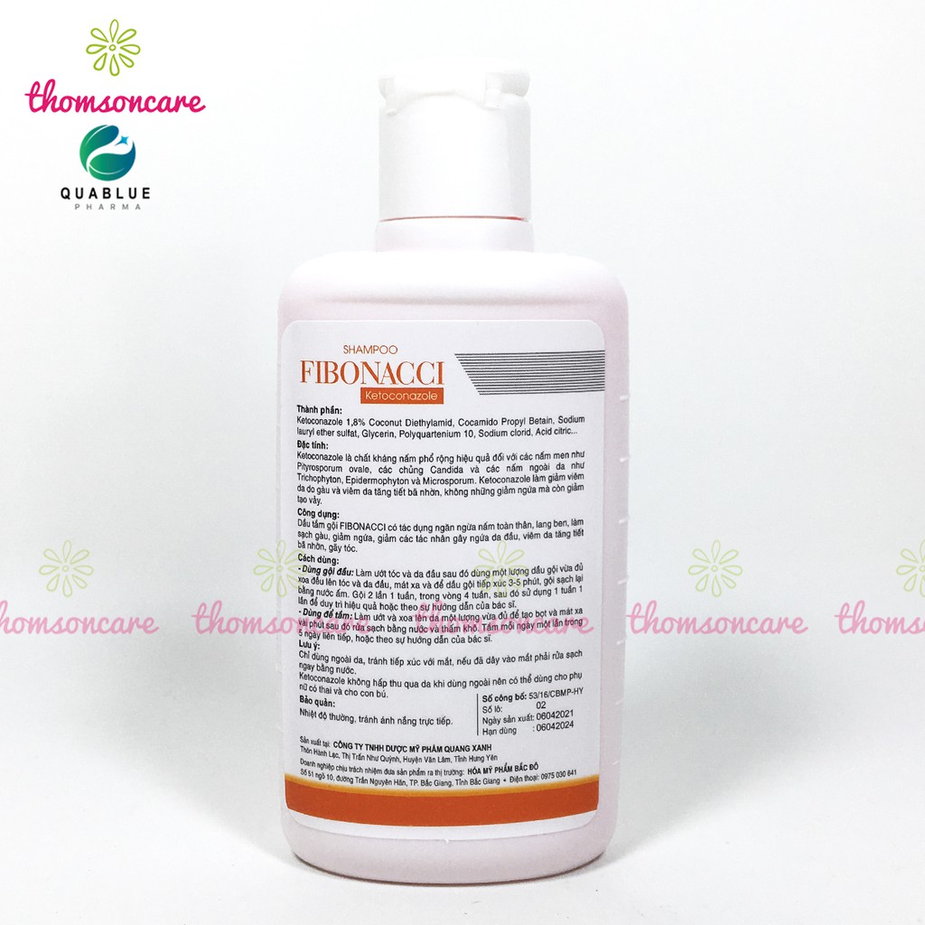 Dầu gội ngăn ngừa gầu Fibonacci chai 100ml - sạch gàu, hết ngứa từ ketoconazole