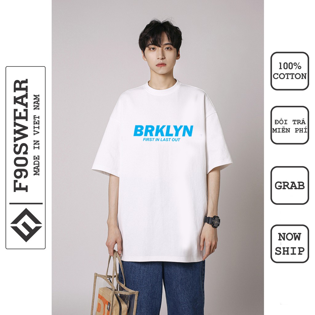 Áo thun nam nữ tay lỡ - Áo phông nam nữ tay lỡ form rộng in BRKLYN chất 100%cotton co giãn 4 chiều cực mát mát