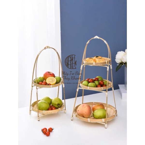 Mẹt tre tầng mẹt 1 2 3 tầng đựng đồ ăn trang trí Mây Tre Đan Thuỷ Khanh