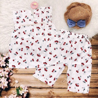 vải thô cotton quả chery 2 màu