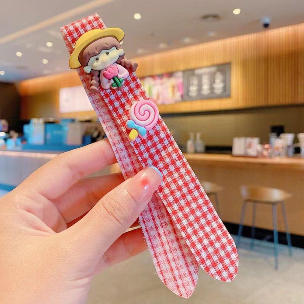 Băng Đô Cài Tóc Họa Tiết Sọc Caro Đính Nơ Hoa Xinh Xắn Cho Bé Gái