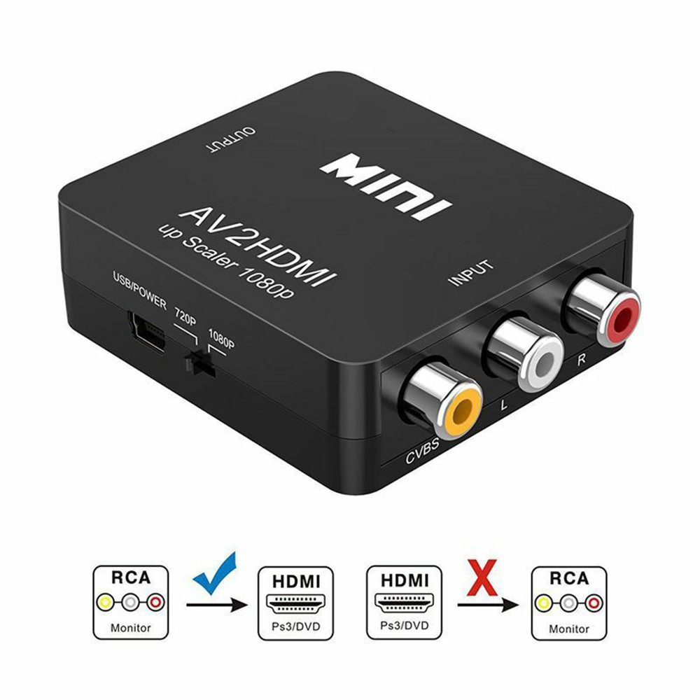 Bộ điều hợp chuyển đổi RCA qua HDMI 1080P/Mini RCA CVBS AV qua HDMI/AV2 MINI HDMI - AV RCA CVBS 1080P HDMI 2AV