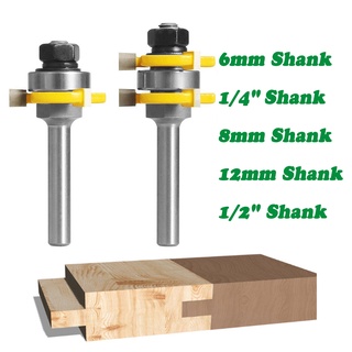 Bộ 2 mũi phay router 6mm 1 / 4 "8mm 12mm 1 / 2" cho máy cắt gỗ