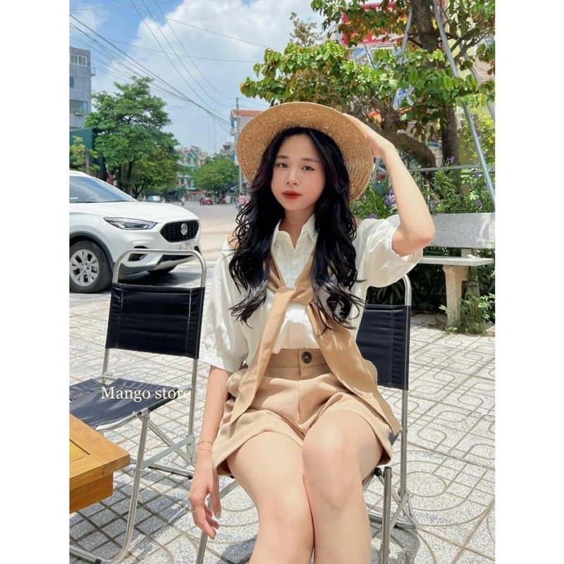 Áo sơ mi cách điệu buộc nơ cổ 3 màu Ulzzang