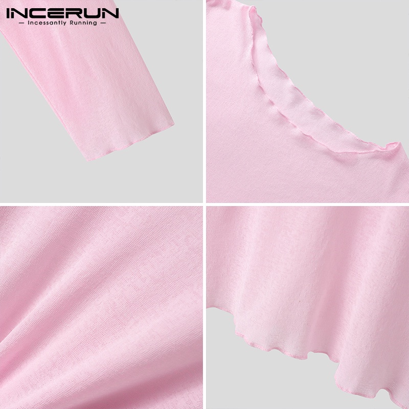 Áo thun INCERUN tay dài khoét lưng thời trang độc đáo dành cho nam