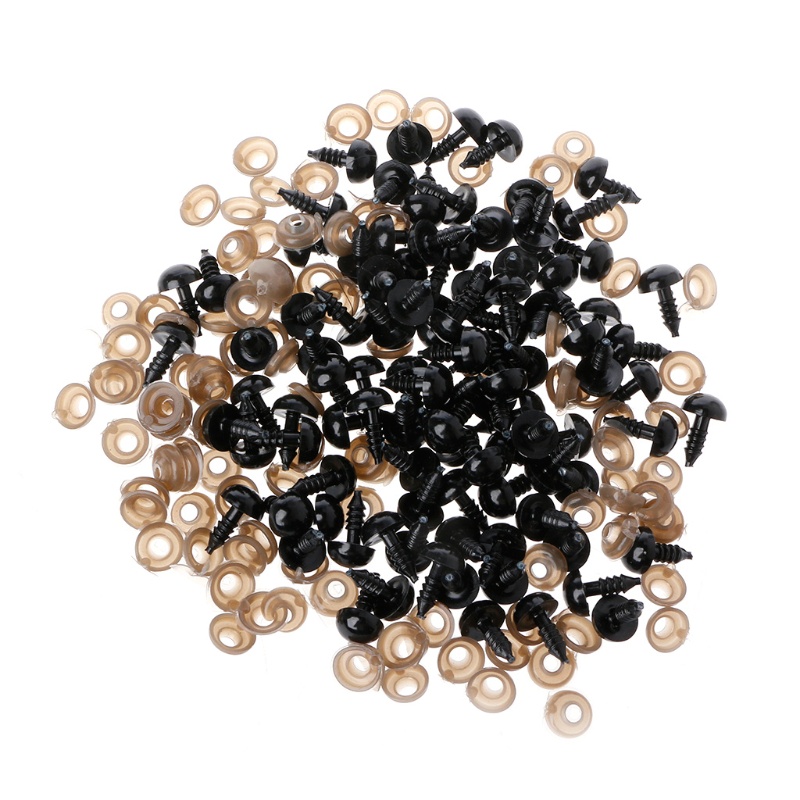 Set 100 Mắt Nhựa Màu Đen An Toàn Cho Búp Bê