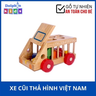 🐳🐳 Đồ Chơi Xe Ô tô Thả Hình Khối Bằng Gỗ, Xe Cũi Gỗ Thả Hình Cho Bé🌹-đồ chơi thả hình nhiều màu sắc có bánh xe di chuyển
