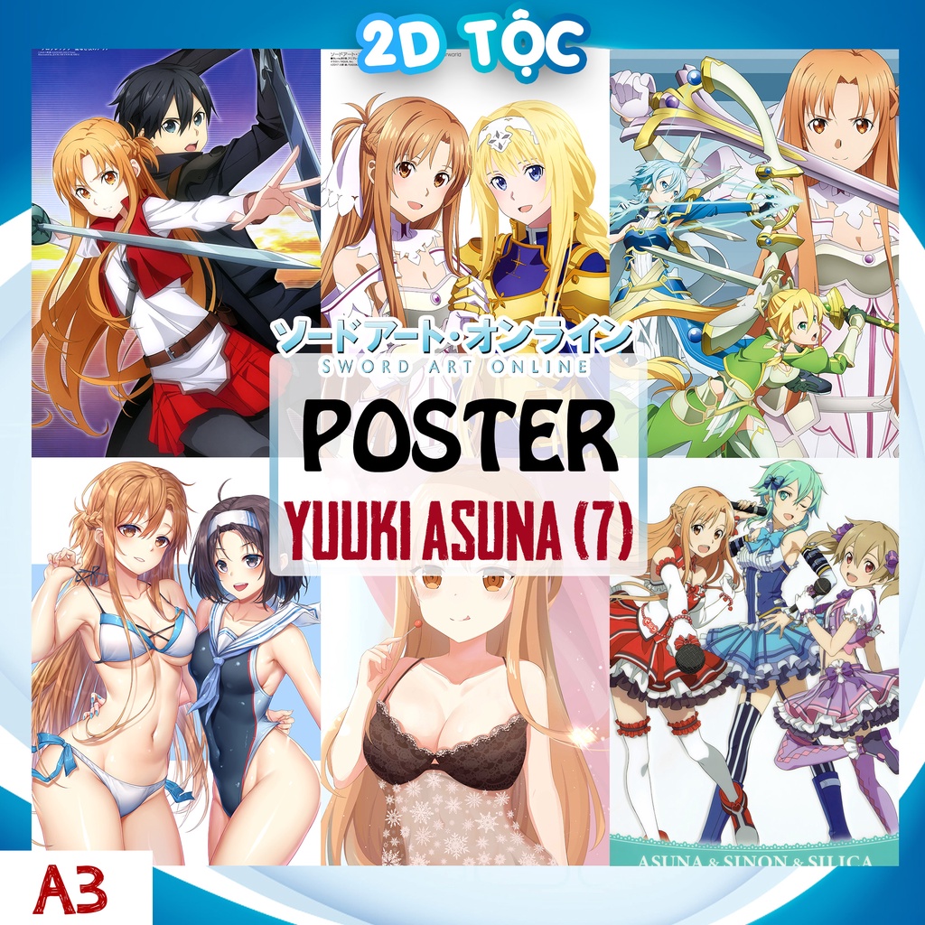 Tranh poster A3 Yuuki Asuna (7) Anime Manga Light Novel Sword Art Online  - 2D Tộc Shop
