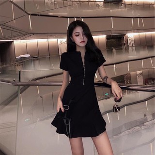Đầm chữ a khoá kéo trước ngực