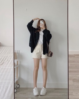 Áo khoác nỉ len cổ V