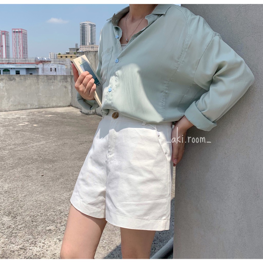 Quần shorts thô basic cạp phẳng Jojo