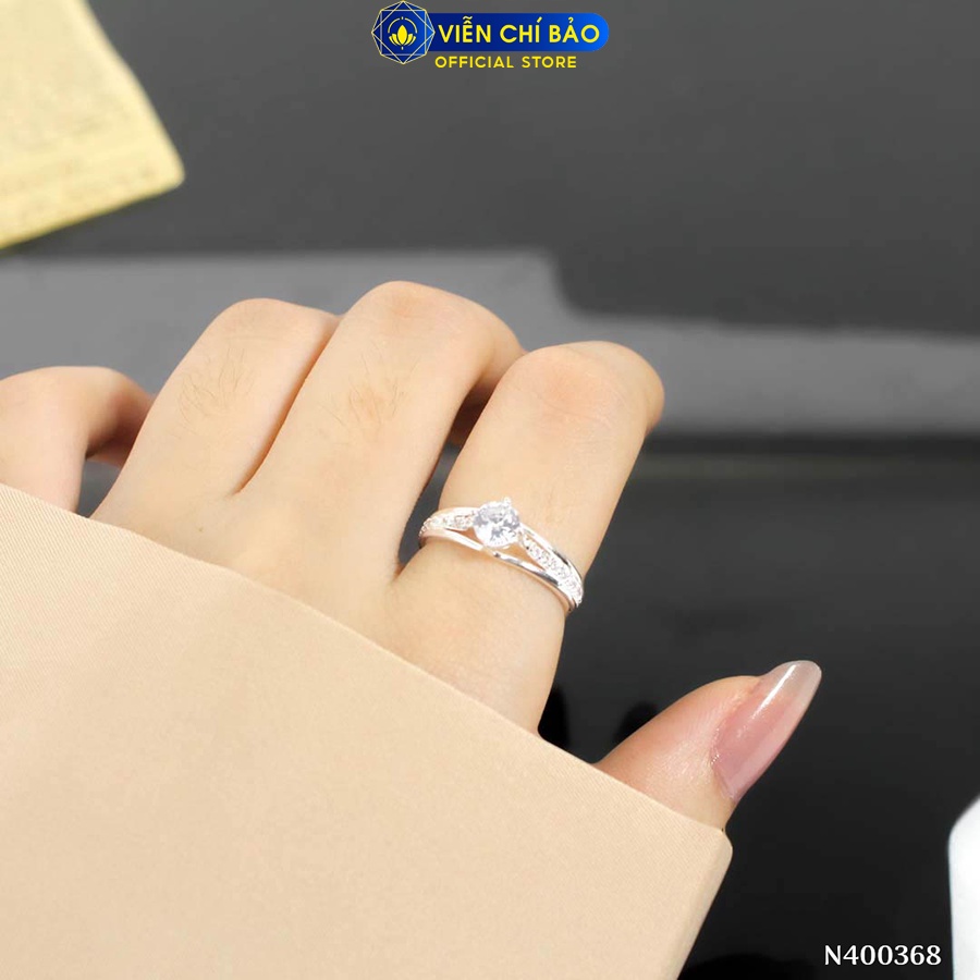 Nhẫn bạc nữ đính đá 4 chấu chất liệu bạc 925 thời trang phụ kiện trang sức Viễn Chí Bảo N400368