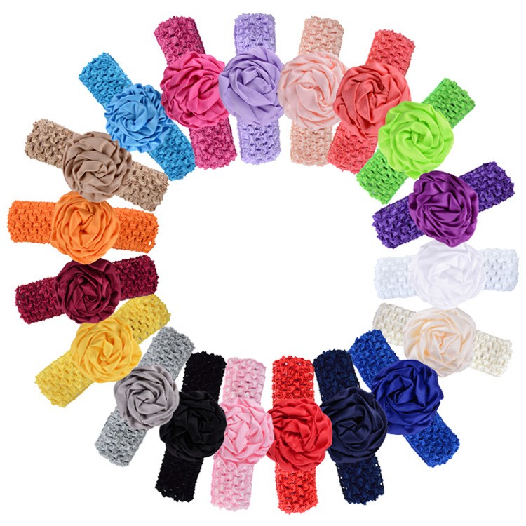 Băng đô co giãn hình bông hồng satin retro cho trẻ em