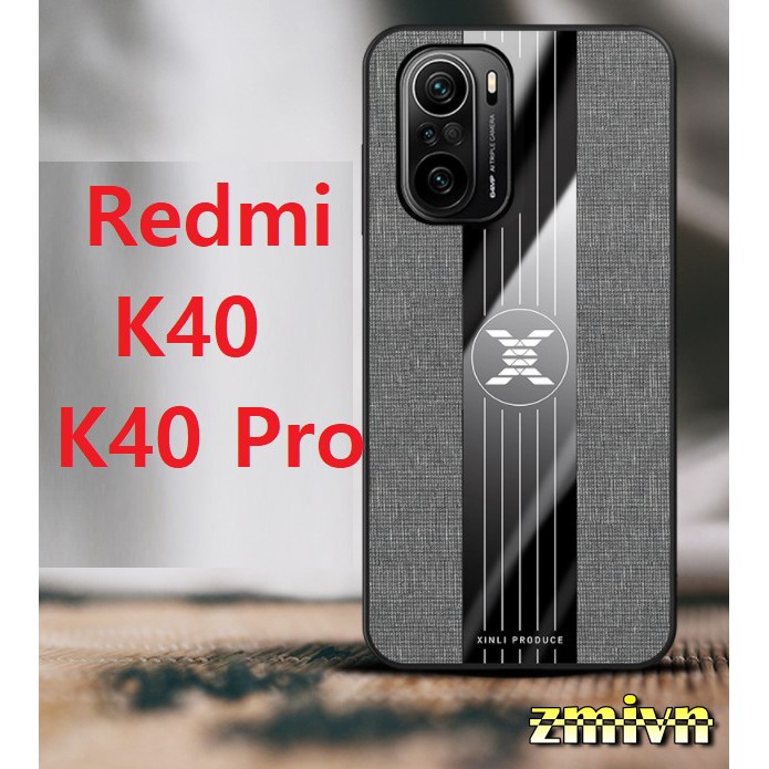 Ốp lưng vải jean Xiaomi Redmi K40 / K40 Pro họa tiết kẻ sọc cao cấp