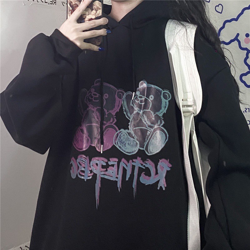 Áo hoodie nữ unisex form rộng Áo hoodie nữ form rộng mặc nhà thời trang hình gấu bear đi chơi du lịch hàn quốc | BigBuy360 - bigbuy360.vn