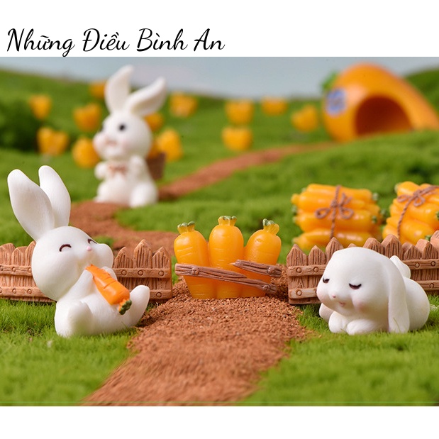 Tượng Thỏ con trang trí ô tô, bàn làm việc siêu đáng yêu/Sét 12 chú thỏ kèm 8 phụ kiện💕FREESHIP 50k💕- Những Điều Bình An